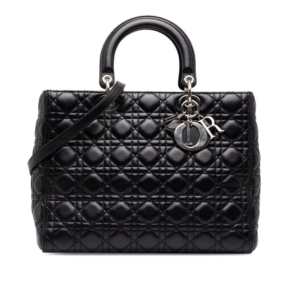 Pre-Loved Dior Large Lambskin Cannage Lady Dior